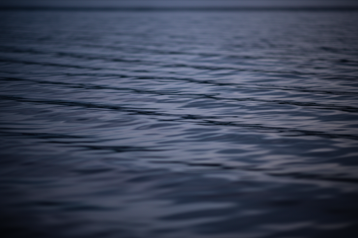 Just lake water, dim light